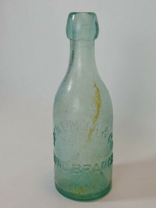 1870s 80s Aqua Blob Top Bottle Mckenna & Co Long Branch Nj Squat Soda Pony