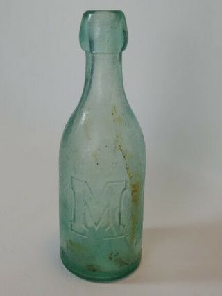 1870s 80s Aqua Blob Top Bottle Mckenna & Co Long Branch NJ Squat Soda Pony 2