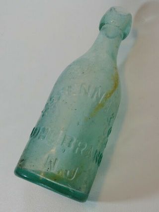1870s 80s Aqua Blob Top Bottle Mckenna & Co Long Branch NJ Squat Soda Pony 3