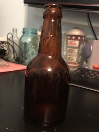 Embossed Amber 7up Squat Bottle Nashville Tenn Tn Near