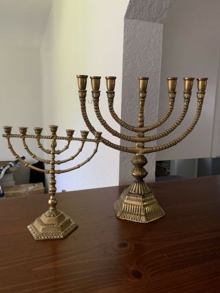 Vintage Brass Menorah Chanukah Wainberg Israel 6” 9”