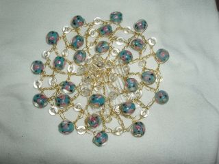 Murano Pink&blue Glass Beads Wire Kippah Yarmulke Judaica Artist Hand Made