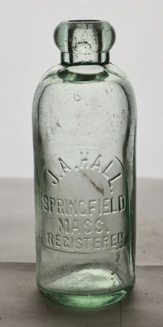 Old Hutch Hutchinson Soda Bottle – J.  A.  Hall.  Springfield Ma - Ma0104