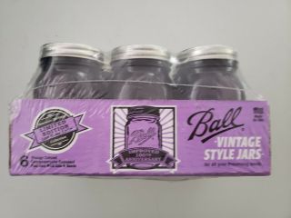 Ball Mason Jars,  Vintage " American Heritage,  " Purple,  16 Ounce,  Set Of 6 -