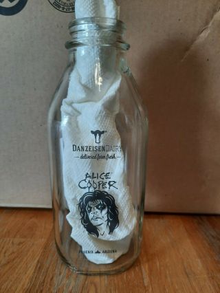 2020 Alice Cooper Phoenix Arizona Empty Quart Milk Glass Bottle Limited Edition