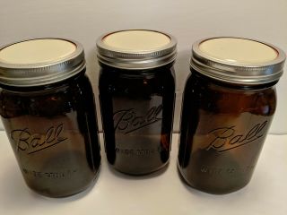 Ball Wide Mouth Quart Mason Jars 32 Ounce Anti Uv Amber Glass Jar Set Of 3 Usa