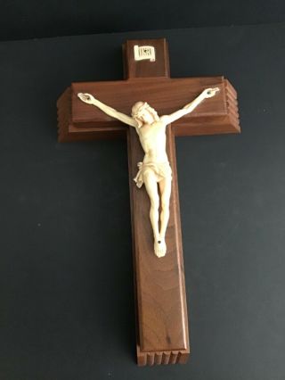 Crucifix Cross Sick Call Last Rites Walnut Wood Slide Box Catholic Euc