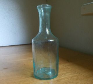 Open Pontil 1840s Mold Blown Utility Medicine Bottle Crude Flared Out Rolled Lip