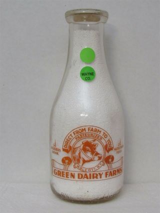Trpq Milk Bottle Green Dairy Farms Wolcott Ny Wayne County Cow 