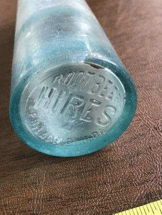 Antique Hires Root Beer Aqua Blob Top Bottle Philadelphia Pa 4