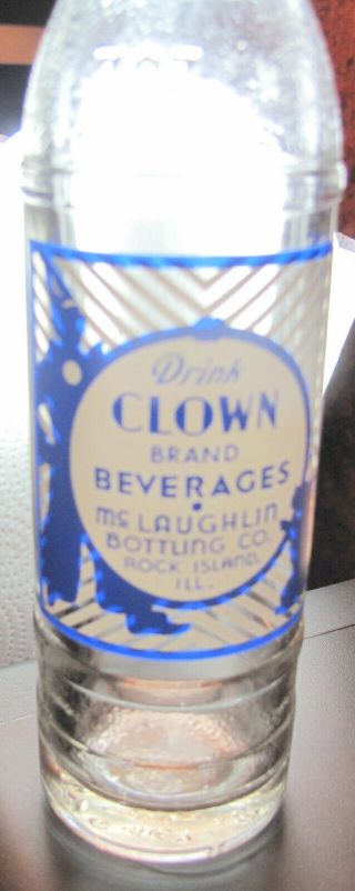 1948 Rare And Gorgeous 7 0z.  Clown Brand Beverages Rock Island Illinois 7 Days
