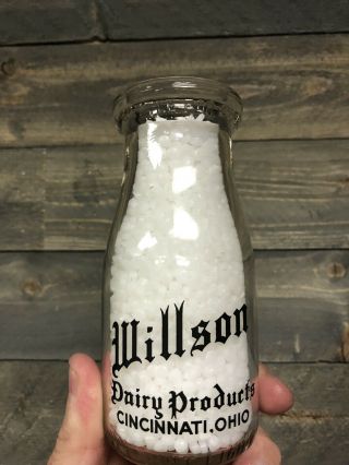 Willson Dairy Products Cincinnati Ohio Oh Half Pint Milk Bottle Hamilton County