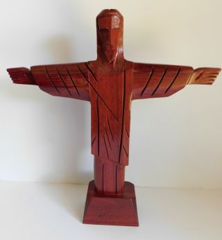 Christ The Redeemer Hand Carved Brazil Mahogany Religious Figurine Brazil 12 "