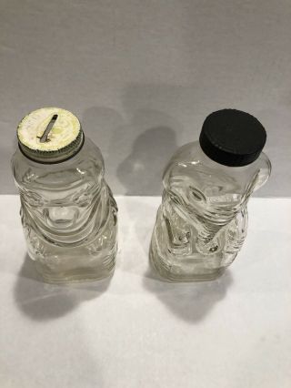 Vintage Glass Elephant and Clown Grapette Beverage Syrup Bottles Bank 1950s 2