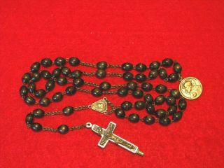 Rare - Antique Reliquary Cross Rosary With 2relics,  Hand Made Chain,  Medal