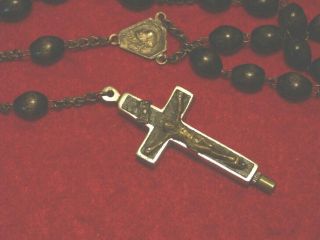 RARE - Antique reliquary cross rosary with 2relics,  hand made chain,  medal 3
