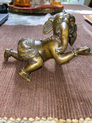 Ganesh Brass Statue Hindu God Ganesha Figurine Sculpture Ganpati Murti Art Decor