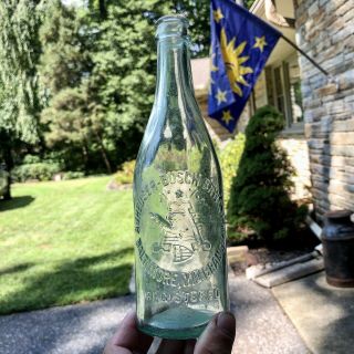 Pictorial Pre - Pro Beer Bottle Anheuser Busch Brw’g As’n Baltimore Md Aqua 1910s