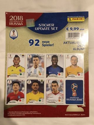 Panini World Cup 2018 Russia Set Of 92 Update Stickers
