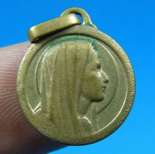 Lourdes Bronze Antique Medal Religious French Catholic Vintage Old Pendant