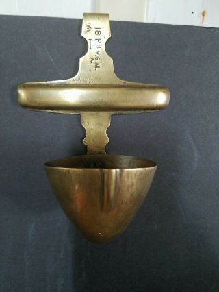 Vintage Small Brass Holy Water Font Or Stoup Vessel