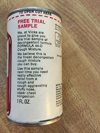 Vintage VICKS Formula 44D Cough Syrup Sample Trial Medicine 2