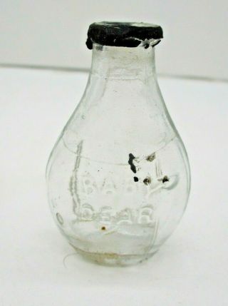 Antique Baby Dear Glass Bottle Miniature Doll Bottle 2.  25 "