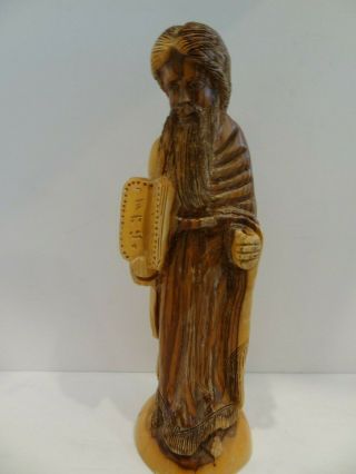 Vintage Hand Carved Hard Wood Statue Of Moses