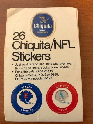 Complete Vintage 1970 Chiquita Banana Nfl Helmet Stickers