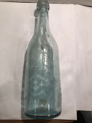 Vintage Geo Bauernschmidt Aqua Blob Top Brewery Beer Bottle Baltimore Md 1890’s