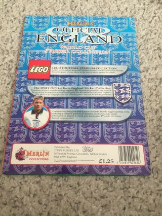 Merlins Official England World Cup Sticker Book 1998 Complete VG,  Cond 2