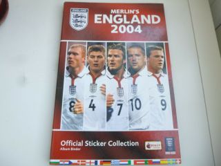 Complete Merlin England 2004 Football Sticker Album Binder & Completion Sticker