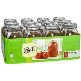Ball Glass Mason Jars With Lids And Bands 32oz - 12 Count