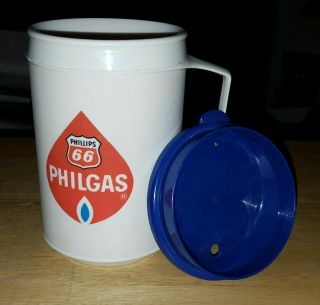 Vtg Aladdin Phillips 66 Double Thermal Insulated Hot/cold White/blue Mug/cup12oz