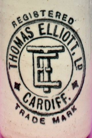 Vintage C1900s Thomas Elliott Ld Cardiff Wales Stone Ginger Beer Bottle