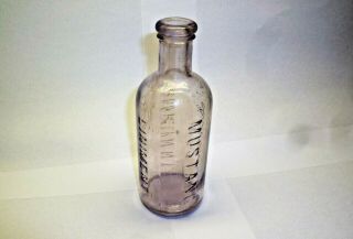 Antique Bottle Mexican Mustang Liniment Purple Glass Brooklyn 5 - 1/2