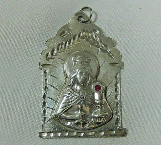 Vintage Antique Sterling Silver St.  Barbara Patron Saint Of Artillerymen Medal