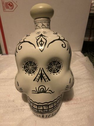 Kah Tequila Hand - Painted Sugar Skull 750 Ml Empty Bottle