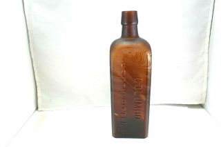 One Antique Columbo Peptic Bitters Amber Color Bottle L.  E.  Jung Orleans,  La