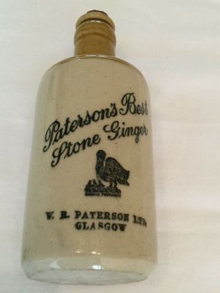 Stone Ware Vintage Ginger Beer Bottle (old Patterson’s Best) Pelican Logo 6 1/4”