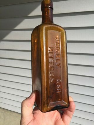 Antique Paneled Prickly Ash Bitters Bottle Light Honey Amber