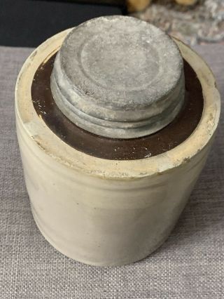 Antique/vintage Macomb Pottery Quart Canning Fruit Jar With Zinc Lid