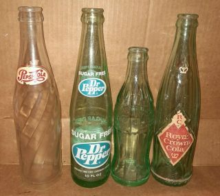 Vintage Soda Bottles Pepsi,  Sugar Dr.  Pepper,  Coca Cola,  Rc