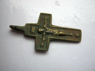 Vintage antique Christianity bronze body cross 2 3