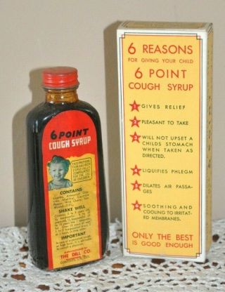 Vintage DILL ' S 6 Point Cough Syrup & Box Norristown,  Pa quack medicine 3