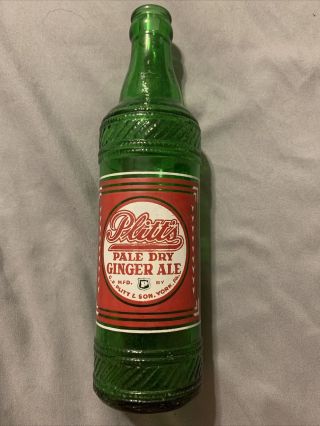 Vintage Plitt’s Pale Dry Ginger Ale Acl Green 12oz Soda Bottle York,  Pa.  Unique