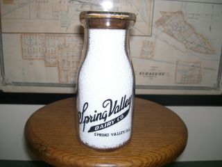 Spring Valley Dairy Co Illinois Black Pyroglaze 1/2 Pt.  Milk Bottle