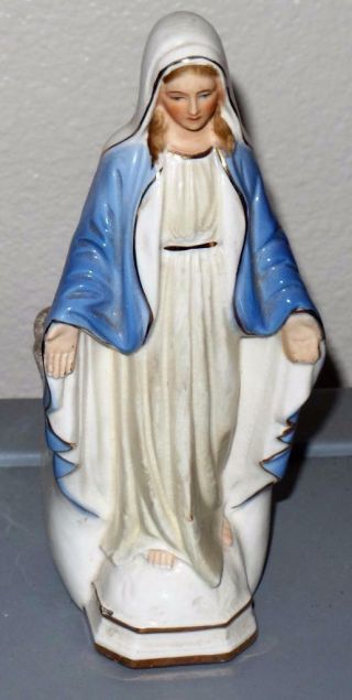 Vintage 8 " Virgin Mary Madonna Figurine Ceramic Planter Vase - Dickson Japan