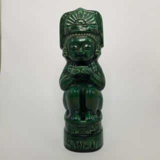 Vintage Kahlua Decanter Bottle Jade Green Aztec Mayan Mexico Ceramic Pottery