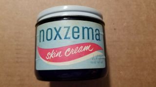 Vintage Noxzema Skin Cream Blue Glass Jar With Paper Label 10 Oz Size